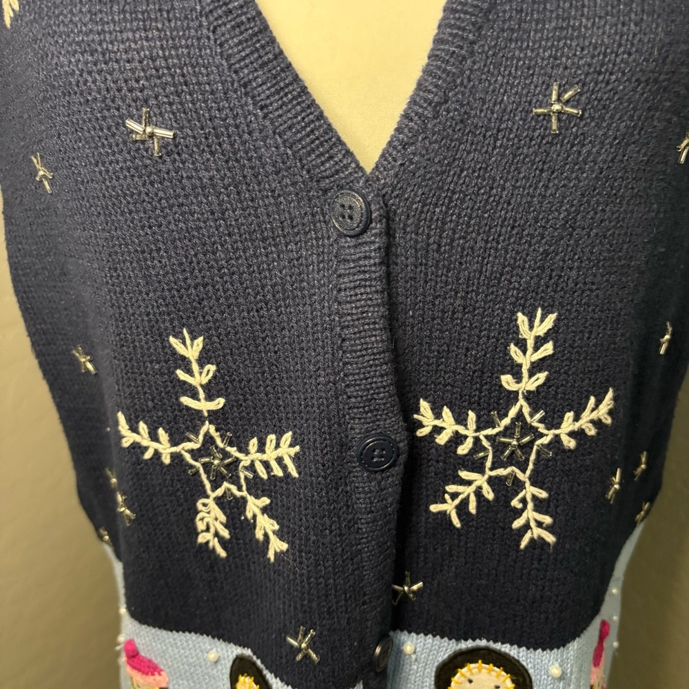 Vintage Navy Blue Penguin Embroidered Sweater Vest Size Large - Picture 11 of 11